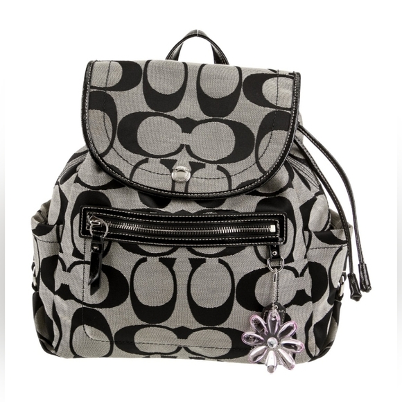 Coach Desigber Black & White Monogram Signature Canvas Backpack Shoulder Bag - Picture 1 of 11